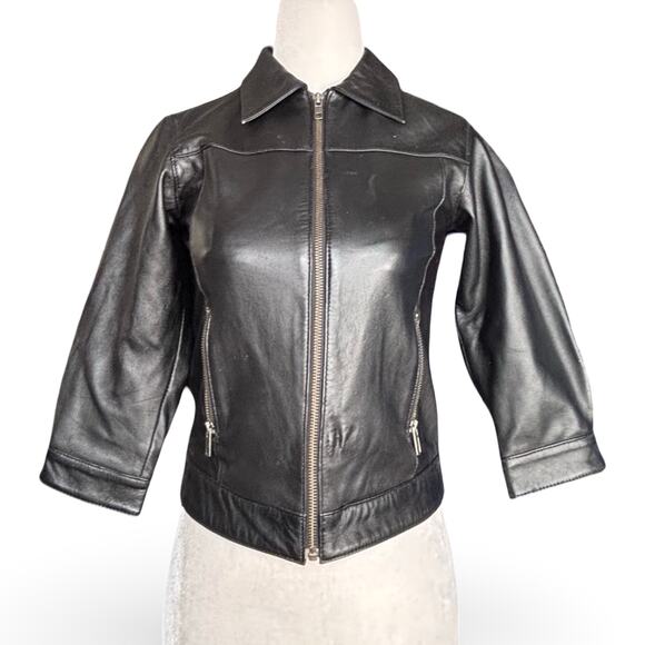 Vintage Cherokee Girls Leather Moto Jacket Black Size XS Zip Front Classic - Picture 12 of 12